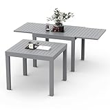 Devoko Tavolo da Giardino, Estensibile, 80/160 x 80 x 75 cm, Tavolino Allungabile in Alluminio, per Balcone, Resistente alle Intemperie, Estensibile, Tavolo da Pranzo all