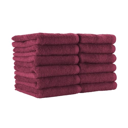 Image of Arkwright Bleach Proof Salon Towels - Pack of 12 - Highly Absorbent, 100% Cotton, Quick Dry Spa Face Towel for Hair Stylist, Barber, Pedicure, and Esthetician, 16 x 27 in, Burgundy