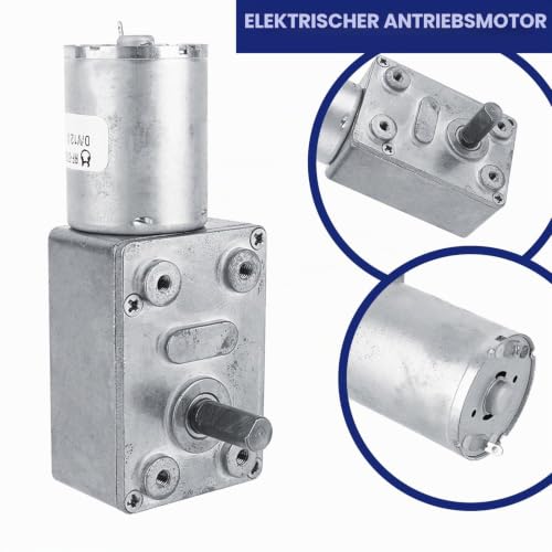 Akozon Getriebemotor Reversible Hochdrehmoment Turbo Schnecke Getriebe Gleichstrommotor DC 12V Metall Geschwindigkeitsreduzierung Elektromotor 5/6/20/40/62 (U/MIN) (62RPM)