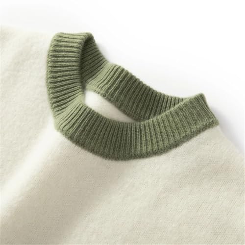 Rfmfkkg Men's Wool Sweater Crewneck Casual Knitted Contrasting Color Pullover Long Sleeved Sweaters3