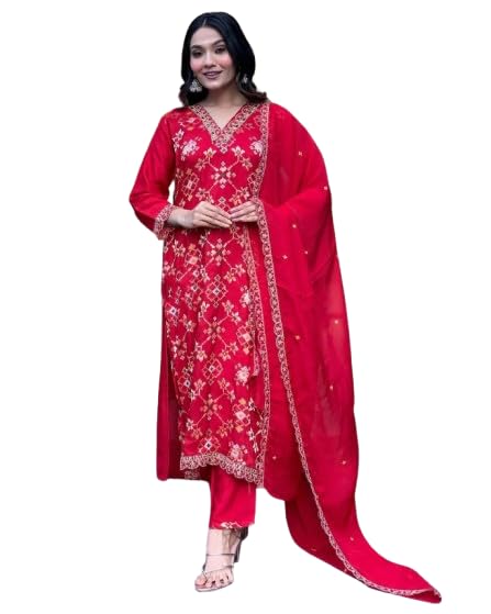 Kurta rouge en soie de viscose taille L : confort fluide contre les tenues rigides