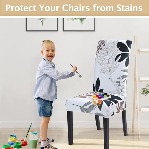 Image of SearchI Dining Room Chair Covers Slipcovers Set of 4, Spandex Super Fit Stretch Removable Washable Kitchen Parsons Chair Covers Protector for Dining Room,Hotel,Ceremony(Flower Pattern11)
