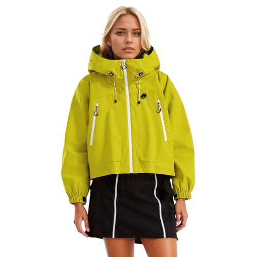 Trench coat femme veste coupe-vent légère manteau court à capuche décontracté outdoor