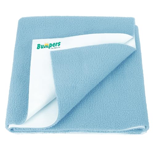 Image of Bumpers Waterproof Quick Dry Sheet for Baby| Bed Pad Extra Absorbent Washable Matress Protector| Baby Bed Protector Sheet for Toddler Children (Sea Blue, XL (200x140 cm))