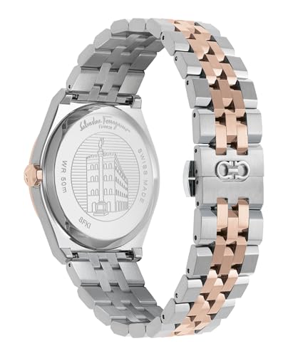 Vega Luxury Mens Watch Timepieces with a Two Tone Bracelet and Case Featuring a Silver Dial3