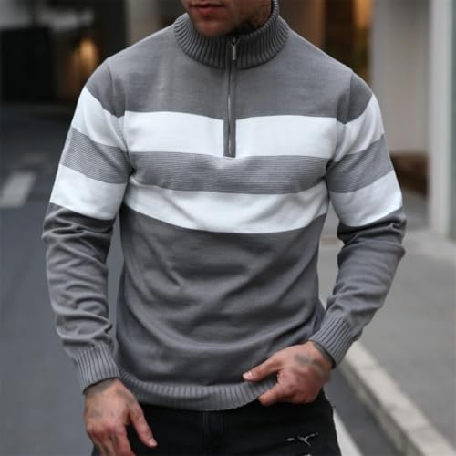 Men's Lightweight Stand Collar Zipper Sweater – Soft Knitted Pullover, Long Sleeve Casual Wear2