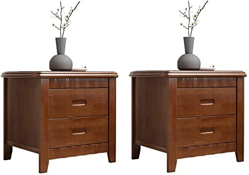 Table de chevet étroite en hévéa beige 2 tiroirs pour résoudre le manque de rangement
