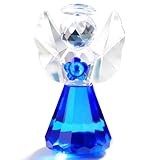 YWHL Blue Crystal Angel Figurine Decor - Glass Guardian Statue Collectibles, Pretty Angel Ornament Gifts for Women