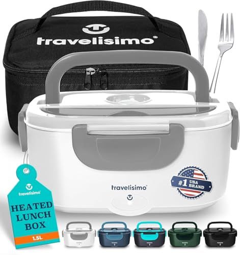 TRAVELISIMO Electric Lunch Box 80 W Food Box Warm Lunch 1.5 L Heat Box for Food 3-in-1 Lunch Box Electric 12 V/24 V/220 V Heat Container for Takeaway for Work Car Truck Electric Lunch Box