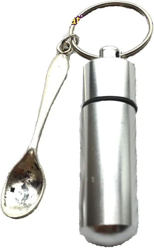 Spoon Cremation Key Chain Silver Secret Stash Cylinder Vial Key Chain,Spoon Cremation Keychain -Spoon Memorial Keepsake - Memorial Keychain