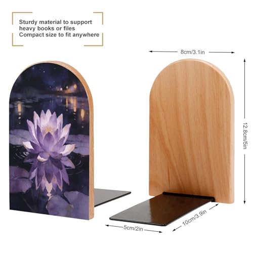 Sujetalibros de madera antideslizante, soporte decorativo resistente para libros en estanterías 3