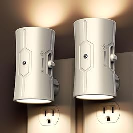 Night Light, LED Night Lights Plug into Wall, [2 Pack] Warm White 3000K, 0-100LM Adjustable Brightness Light Sensor Nightlights Plug in Wall for Hallway, Bathroom, Adults, Neutral Beige