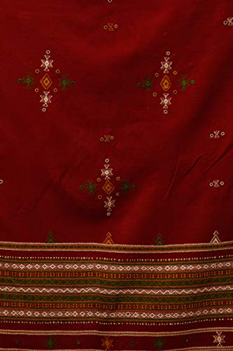 Image of Exotic India Women's Kutch Wool Shawl (SHV95--beige)