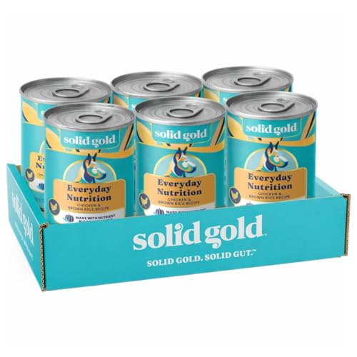 Solid Gold Canned Dog Food for Adult, Puppy & Senior Dogs - High Calorie, High Protein Wet Dog Food w/Real Chicken, Whole Grains & Superfoods for Gut Health - Small, Medium & Large Breed Dogs -6 Pack