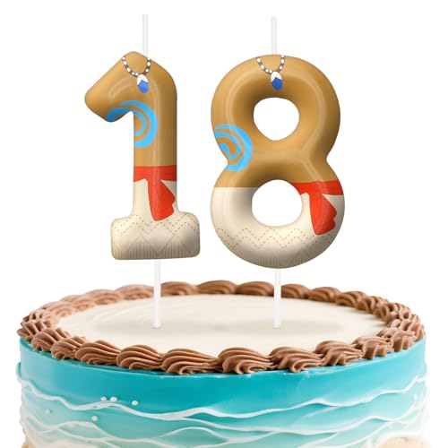 Image of Hawaii Number 18 Birthday Candles, Island Themed Cake Topper for Boys Girls Cake Decorations, Birthday Decorations Party Supplies, Number Candles for Party Decor