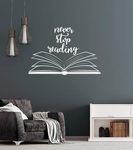 Large Vinyl Wall Decal Open Book Quote Reading Room Library Decor Stickers Mural (Ig5184) Black #TOP4