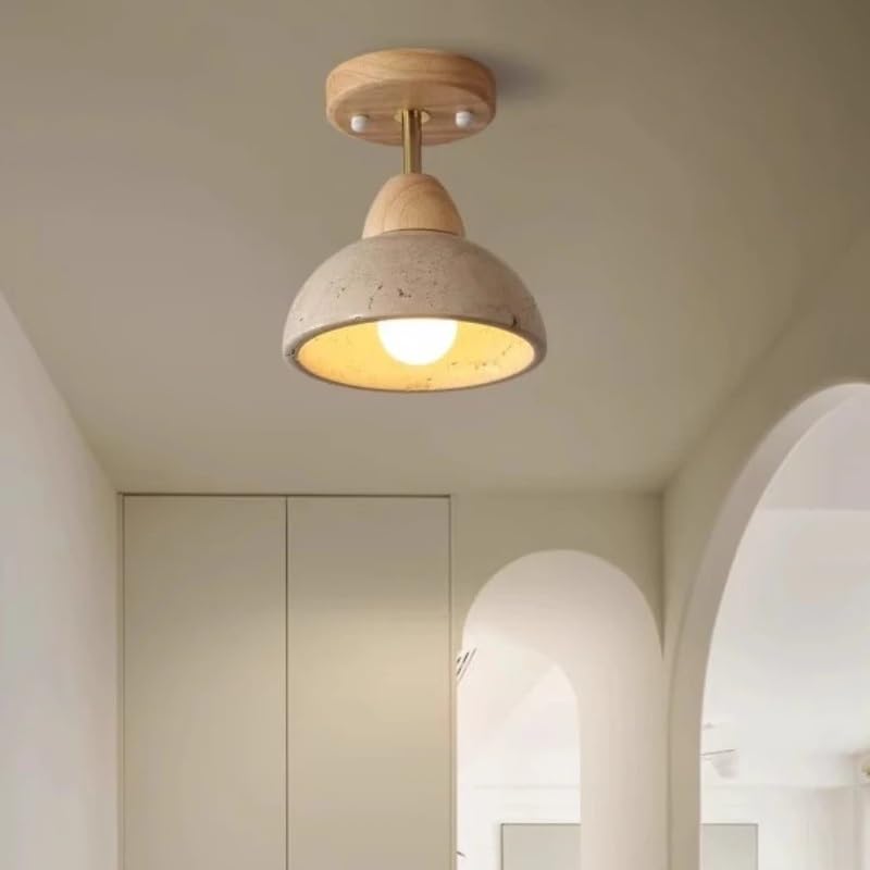 Plafonnier LED allée rétro en bois naturel luminaire couloir