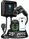 EVIQO Level 2 EV Charger, 40 Amp 240V, J1772 for Non-Tesla EVs, 25ft Cable, WiFi (2.4GHz) Smart App, Weatherproof Indoor/Outdoor (IP66, NEMA 4), UL & ETL Certified, NEMA 14-50 Plug-in, 9.6kW