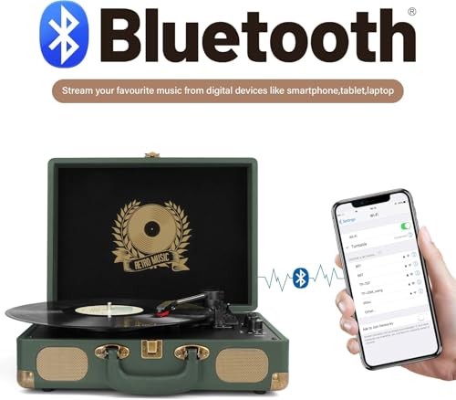 Mersoco Vinyl Record Player Bluetooth Turntable 3-Speed — view 2