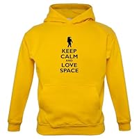 Keep Calm and Love Space - Childrens/Kids Pullover Hoodie - Sun Yellow - 9-11 Years