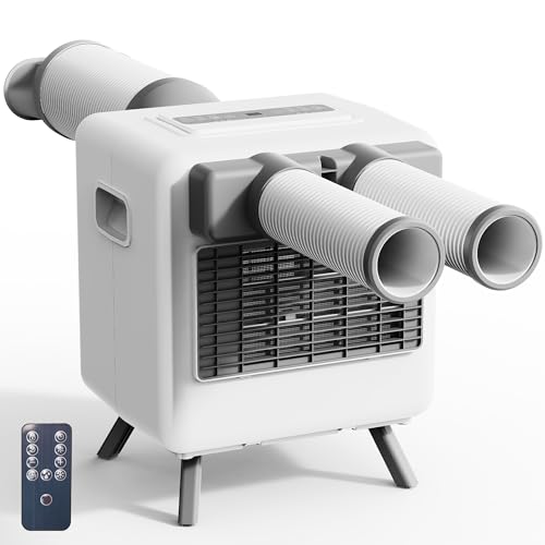 Disaenvir Tent Air Conditioner - Portable Air Conditioner 3300BTU, Compact Air Cooler AC Unit Fast Cooling, 24 Hours Timer, Safety Lock, 3 Modes for Tent, Camping, RV, Truck, No Battery (White)