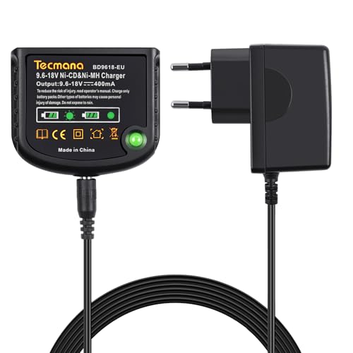 Tecmana 9.6V-18V Chargeur pour Black+Decker Batteries 9.6V 12V 14.4V 18V NI-MH/NI-CD, pour HPB12 HPB14 HBP18 A1712 A1714 A1718