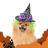 Enjoying Cat Halloween Costume Puppy Witch Hat Cat Wizard Hat Wig Dog Cosplay Sorcery Hat