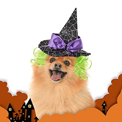 Enjoying Cat Halloween Costume Puppy Witch Hat Cat Wizard Hat Wig Dog Cosplay Sorcery Hat