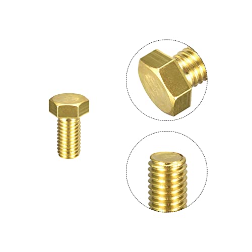 Image of uxcell Brass Hex Bolts, 1 /2-13x1 1pcs Fully Thread Grade 4.8 Solid Brass Hexagon Head Bolt Machine Screws for Machinery