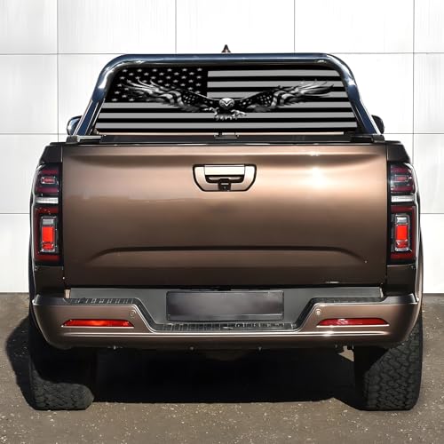 Image of Rear Window Decals for Trucks - 65x22 in Back Window Decals Fit Most Pickup Trucks SUV, Vinyl American Flag Back Window Decal for Car Personalized Decoration