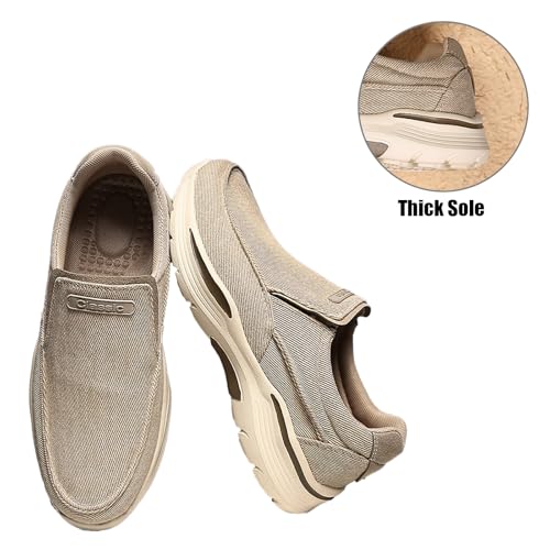 Men's Canvas Platform Arch Support Loafers Comfortable Non Slip Thick Flat Sole Slip-On Width Toe Box Casual Orthopedic Driving Work Walking Shoes4
