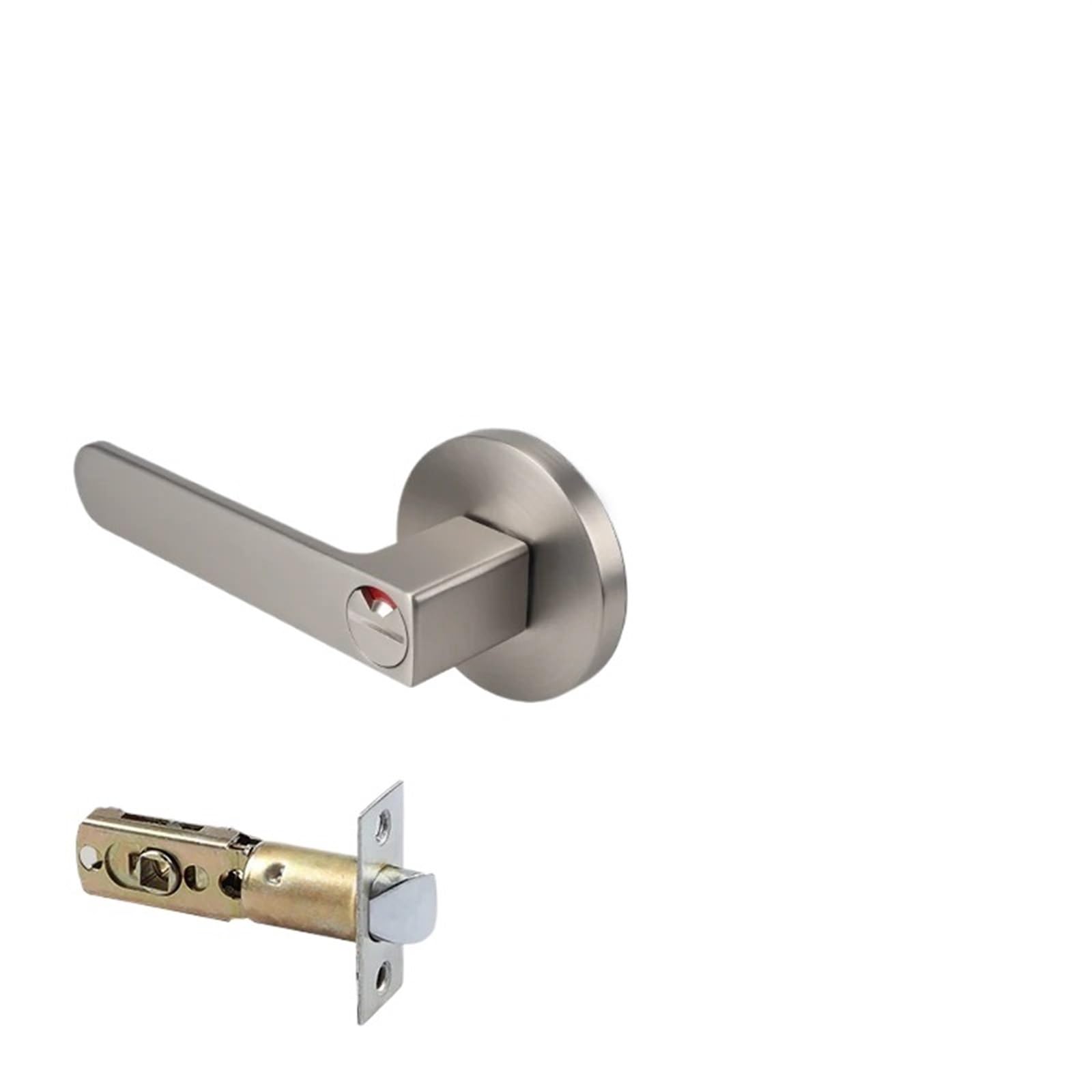 Yshiuol Silver-Keyless Door Handles Bathroom Red And Green Indicator Lock Indoor Door With Key Handle Silent Household Single Tongue For Home And Office(Silver-Keyless)