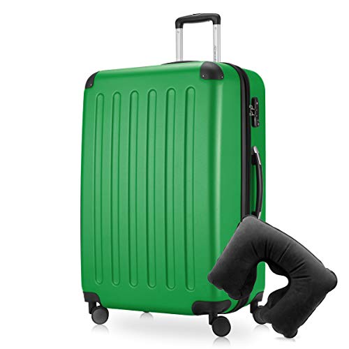 Preisvergleich Produktbild Hauptstadtkoffer - Spree Hartschalen-Koffer-XL Koffer Trolley Rollkoffer Reisekoffer Erweiterbar, 4 Rollen, TSA, 75 cm, 119 Liter, Grün inkl. Reise Nackenkissen