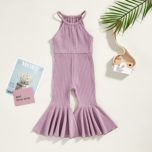 ZAXARRA Toddler Baby Girl Jumpsuit Romper Baby Overalls Straps Bell-Bottom Flare Pants Fall Winter Summer Outfits2