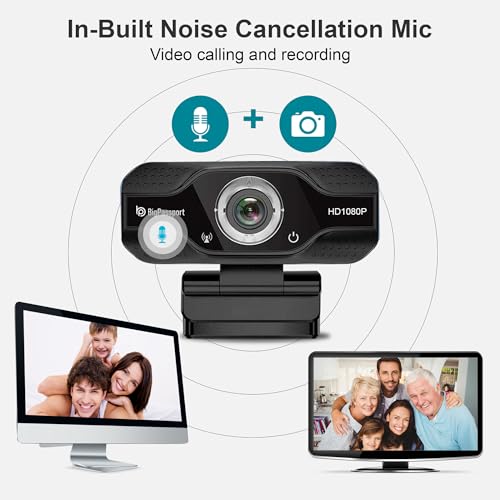 BigPassport 1080P Full HD Webcam with Mic | USB Camera for Laptop, PC, Video Calling, Online Classes, Zoom, Skype – Night Vision 3P Lens, 30 FPS Streaming – Plug & Play