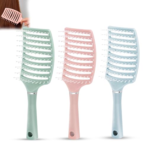 Image of GLUN Portable Detangling Hair Brush Pack of 3, Curly & Straight Hair Brush for Women & Men Accessories Use in Salon, Home & Personal Use