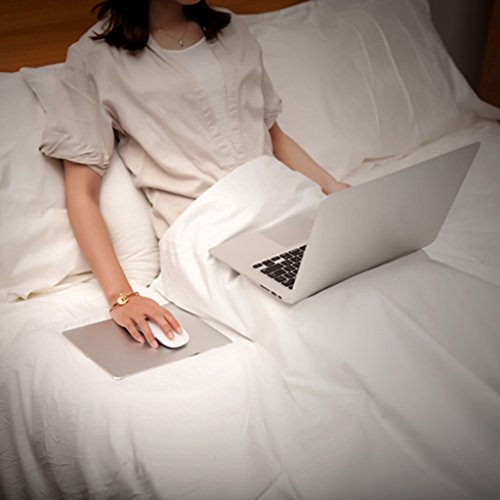 Qcute Mouse Pad, Gaming Aluminum Mouse Pad 9.45 X 7.87 Inch W Non-Slip Rubber Base & Micro Sand Blasting Aluminum Surface For Fast And Accurate Control (Large Silver) #TOP7