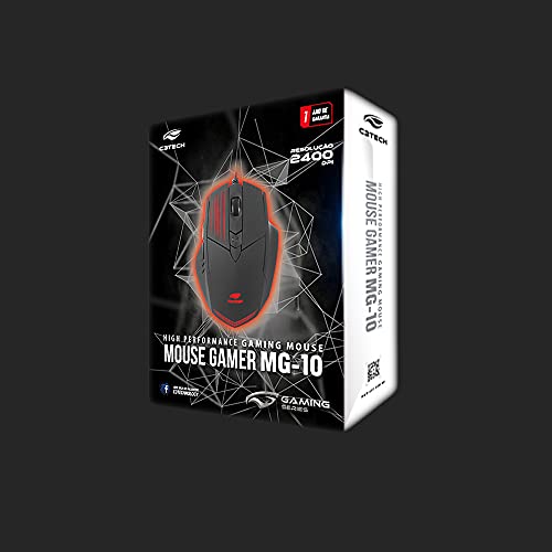 Mouse C3 Tech Gamer Mg-10BK 2400DPI 6B USB Led - Preto