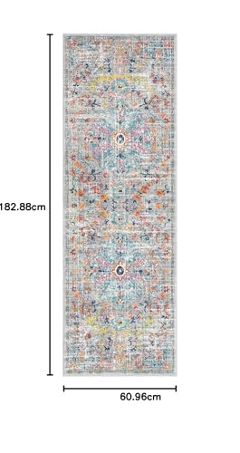 Tapis de couloir lavable gris 60x180 cm Pauwer rustique