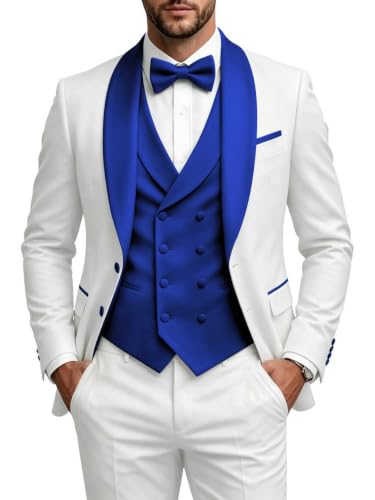 NQGGS Lightweight 3 Piece Men Suits Shawl Lapel Formal Sets Royal Blue M