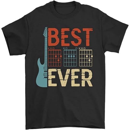 Vintage Retro Guitar Chords Music Men T-Shirt Guitarist Gift Best Dad Ever Tee Shirt Size S