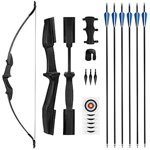 The7boX 40lbs Recurve Bows Archery Set,CS recurve bow Protector Arm Guard Finger Guard SetArmguard and Finger Tab，for…