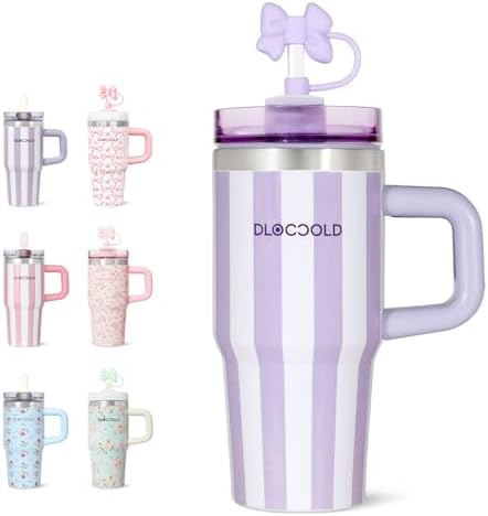 DLOCCOLD 16 oz Stainless Steel Tumbler with Lid and Straw, Double Wall Vacuum Insulated Travel Tumbler with Straw Cover Cap, Cupholder Friendly, Leak Resistant, Reusable Travel Coffee Mug