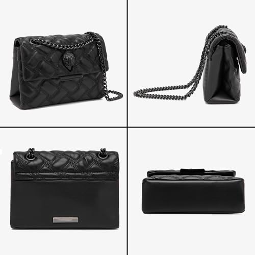 Image of Rejolly Rainbow Stripe Crossbody Shoulder Bag for Women Color Blocking PU Leather Colourful Purse with Chain Strap | PU Leather, with Chain Strap