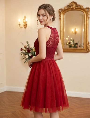 Image of Dressystar Women's Sequin Short Prom Dress Sparkly Halter Tulle Cocktail Party Homecoming Dresses