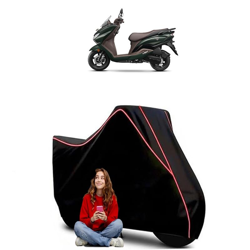 Image of Burgman BS6 Scooty Bike Cover Water Resistant Outdoor Use Universal Fit Scooters Motorcycles Heavy Duty UV Protection Dust Rain Scratch Resistant Elastic Bottom Black Blue Piping