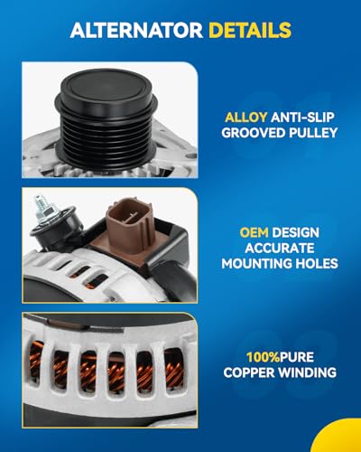 Image of PHILTOP 11628N New Alternator Compatible with 2011-2016 Ford F350 Super Duty V8 6.7T, 2011-2016 F250 Super Duty V8 6.7T, 150Amp High Output Replace BC3Z10346B 2101222 10128