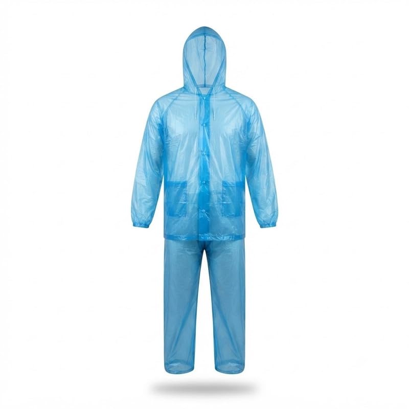 elevea 𝟏 𝐘𝐞𝐚𝐫 𝐖𝐚𝐫𝐫𝐚𝐧𝐭𝐲 Two Piece Transparent Raincoat Set for Men & Women, Waterproof Hooded Full Sleeve Jacket & Pant, Lightweight Reusable Rainwear for Trekking-picture-13