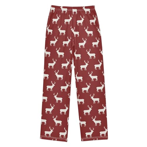 ZZXXB Moose Happy New Year Boys Long Pants Soft Trousers Elastic Waist Kids Lounge Bottoms with Pockets S-XL