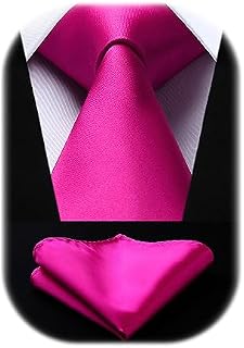 HISDERN Men's Solid Tie Handkerchief Set Wedding Party Formal Classic Ties & Pocket Square Sets Gifts Necktie for Men